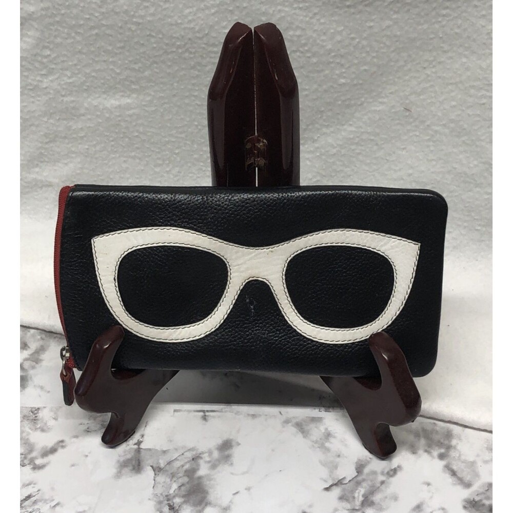 ILI New York Eyeglass Case Genuine Leather Black White Red Whimsical Glasses